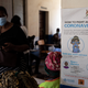 Patients line up prior to being vaccinated against covid-19 on September 29, 2021 in Kampala, Uganda.